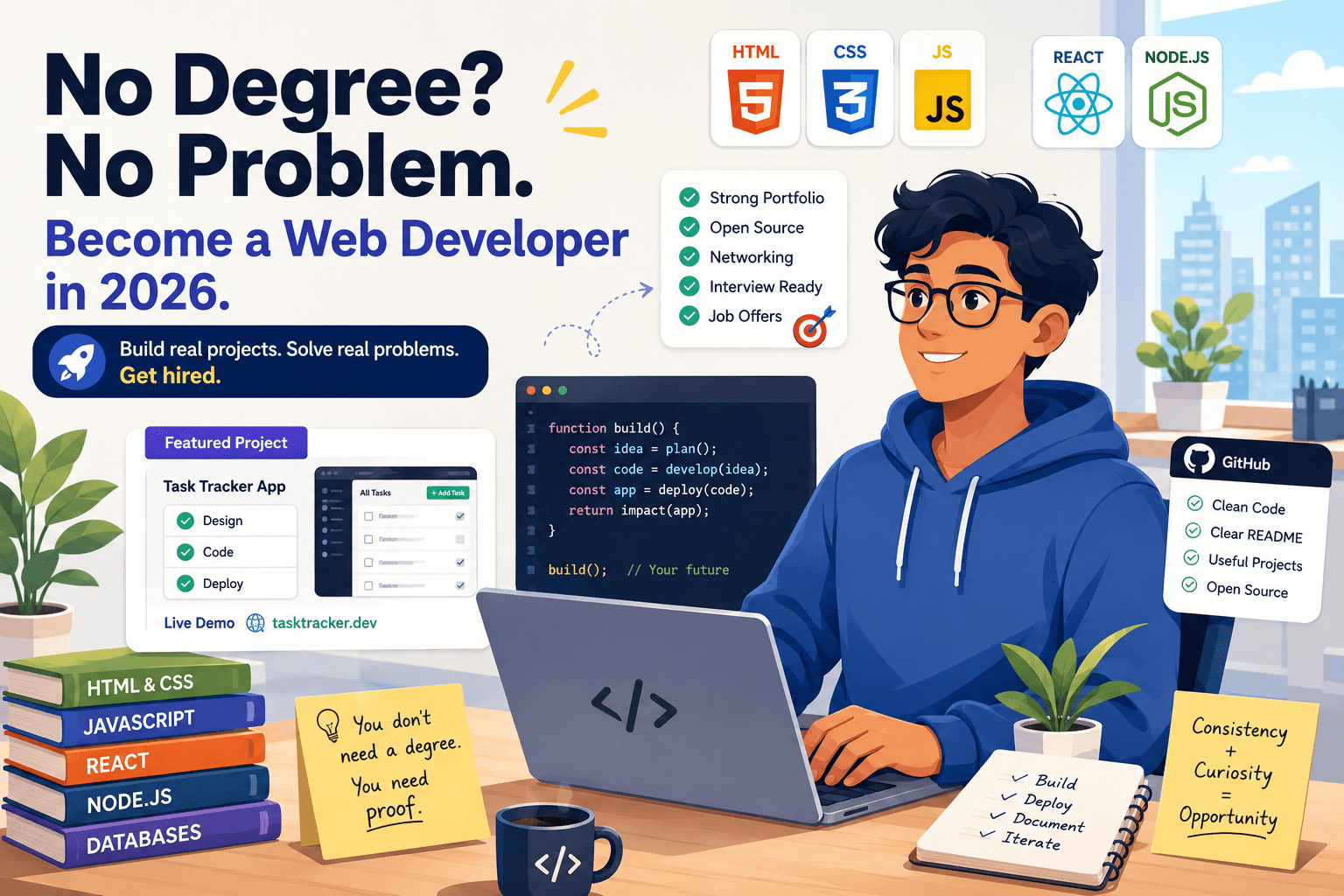 How to Land a Web or Full-Stack Developer Job in 2026 Without a College Degree