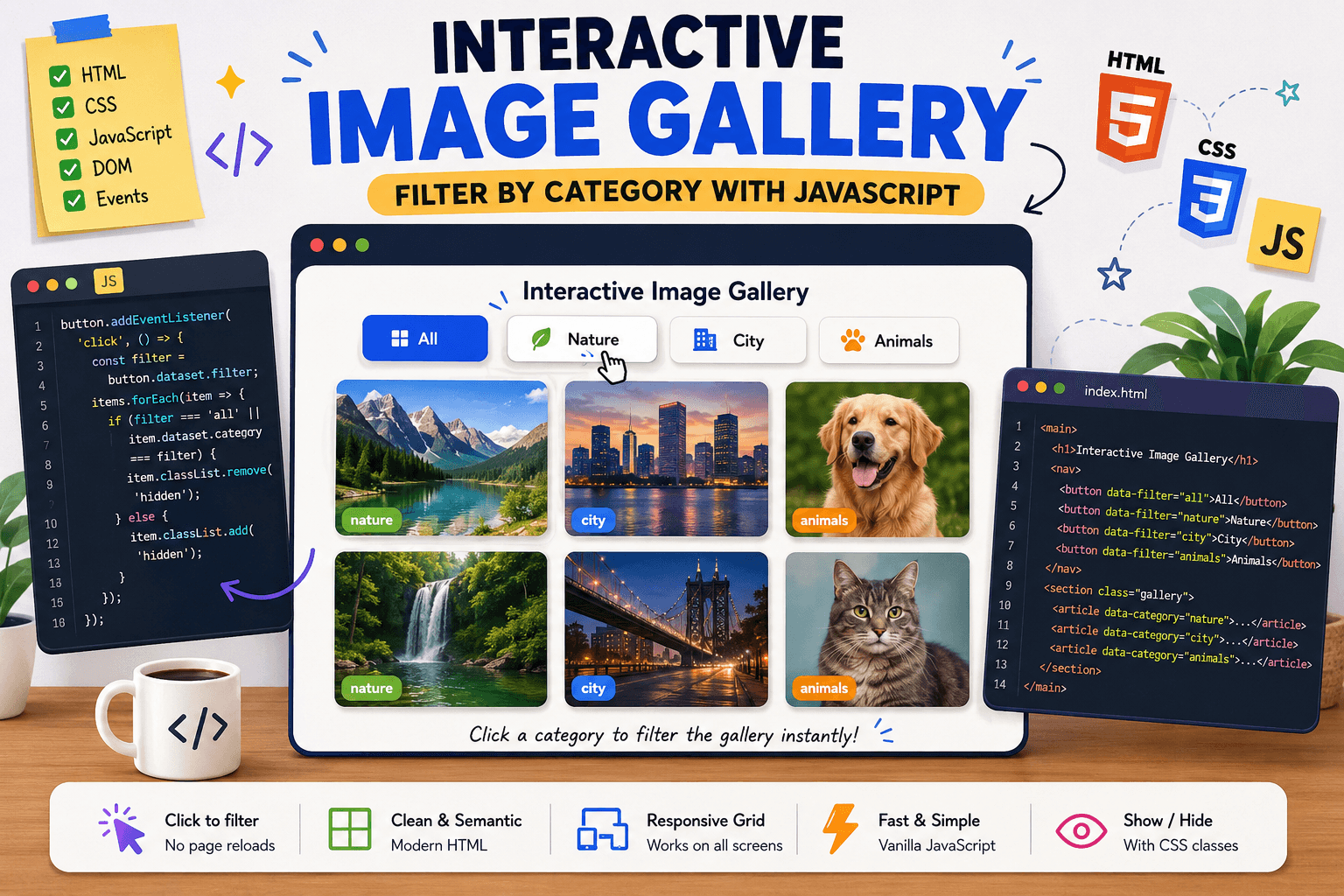 Build an Interactive Image Gallery with HTML, CSS, and JavaScript