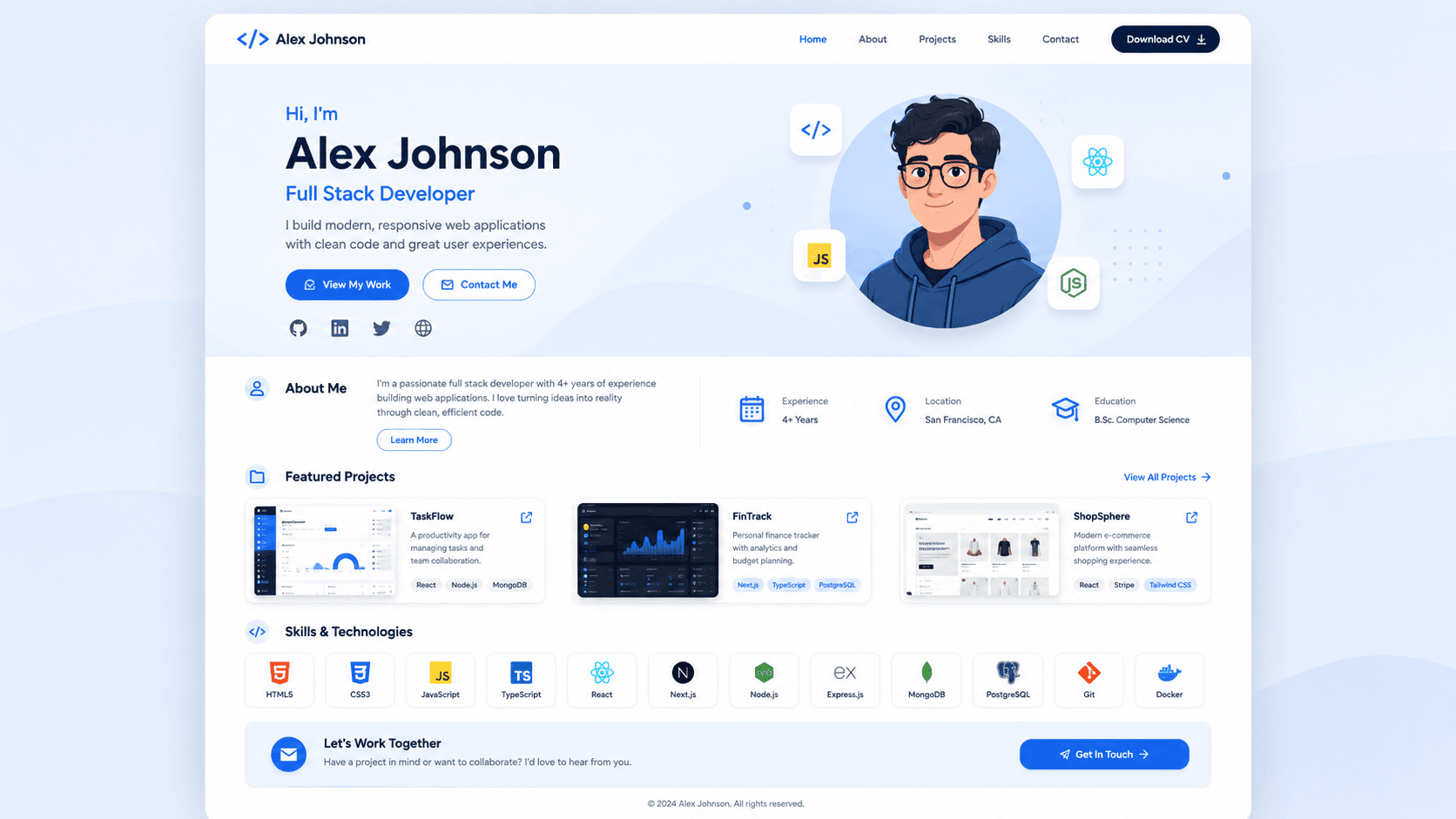 Full-Stack Developer Portfolio — Premium Responsive Bootstrap Template